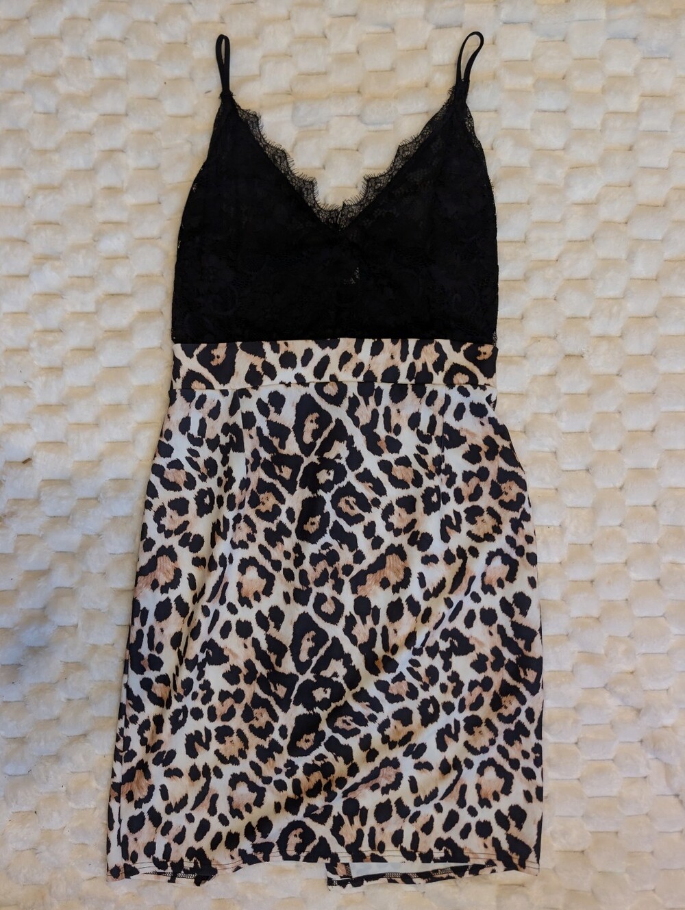 Venus Leopard Print Eyelash Lace Trim Bodycon Mini Dress Plus Size 16